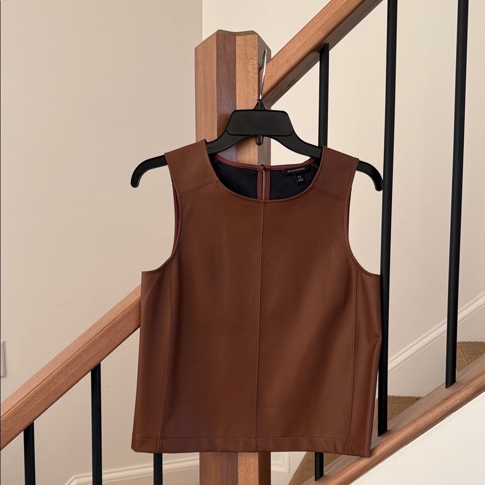 Banana Republic Brown Faux Leather Sleeveless Tank  – Size XS